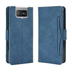 Custodia Portafoglio In Pelle Cover con Supporto BY3 per Asus Zenfone 7 Pro ZS671KS Blu