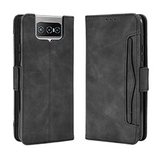 Custodia Portafoglio In Pelle Cover con Supporto BY3 per Asus ZenFone 8 Flip ZS672KS Nero