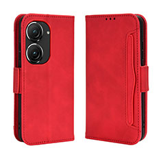 Custodia Portafoglio In Pelle Cover con Supporto BY3 per Asus Zenfone 9 Rosso