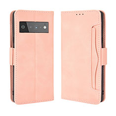 Custodia Portafoglio In Pelle Cover con Supporto BY3 per Google Pixel 6 5G Rosa