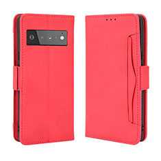 Custodia Portafoglio In Pelle Cover con Supporto BY3 per Google Pixel 6 Pro 5G Rosso