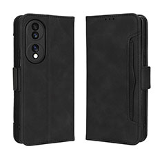 Custodia Portafoglio In Pelle Cover con Supporto BY3 per Huawei Honor 70 5G Nero