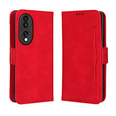 Custodia Portafoglio In Pelle Cover con Supporto BY3 per Huawei Honor 70 5G Rosso