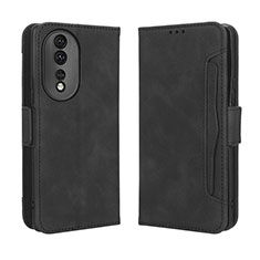 Custodia Portafoglio In Pelle Cover con Supporto BY3 per Huawei Honor 80 5G Nero