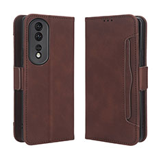 Custodia Portafoglio In Pelle Cover con Supporto BY3 per Huawei Honor 80 Pro Flat 5G Marrone