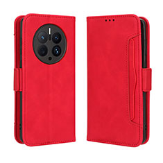 Custodia Portafoglio In Pelle Cover con Supporto BY3 per Huawei Mate 50 Pro Rosso