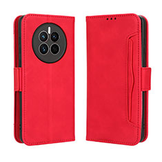 Custodia Portafoglio In Pelle Cover con Supporto BY3 per Huawei Mate 50 Rosso