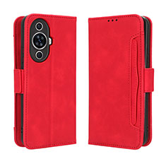 Custodia Portafoglio In Pelle Cover con Supporto BY3 per Huawei Nova 11 Rosso