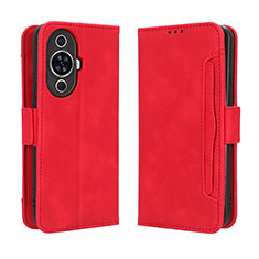 Custodia Portafoglio In Pelle Cover con Supporto BY3 per Huawei Nova 11 Ultra Rosso