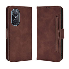 Custodia Portafoglio In Pelle Cover con Supporto BY3 per Huawei Nova 9 SE Marrone