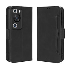 Custodia Portafoglio In Pelle Cover con Supporto BY3 per Huawei P60 Nero