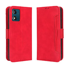 Custodia Portafoglio In Pelle Cover con Supporto BY3 per Motorola Moto E13 Rosso