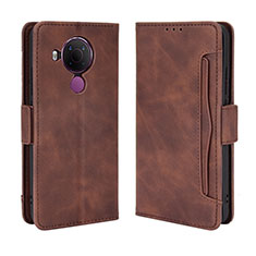 Custodia Portafoglio In Pelle Cover con Supporto BY3 per Nokia 5.4 Marrone