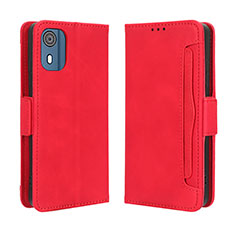 Custodia Portafoglio In Pelle Cover con Supporto BY3 per Nokia C02 Rosso