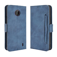 Custodia Portafoglio In Pelle Cover con Supporto BY3 per Nokia C10 Blu