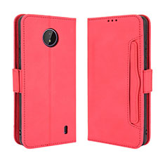 Custodia Portafoglio In Pelle Cover con Supporto BY3 per Nokia C10 Rosso