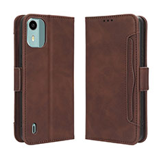 Custodia Portafoglio In Pelle Cover con Supporto BY3 per Nokia C12 Marrone