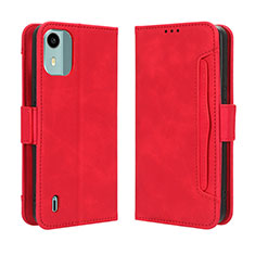 Custodia Portafoglio In Pelle Cover con Supporto BY3 per Nokia C12 Pro Rosso