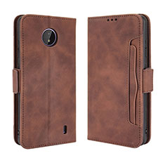 Custodia Portafoglio In Pelle Cover con Supporto BY3 per Nokia C20 Marrone