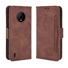 Custodia Portafoglio In Pelle Cover con Supporto BY3 per Nokia C200 Marrone