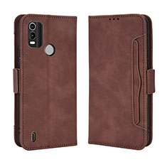 Custodia Portafoglio In Pelle Cover con Supporto BY3 per Nokia C21 Plus Marrone