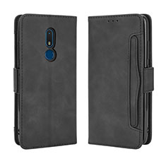 Custodia Portafoglio In Pelle Cover con Supporto BY3 per Nokia C3 Nero