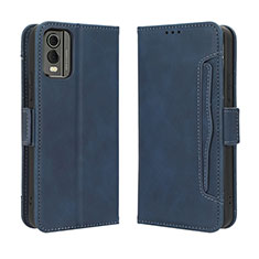 Custodia Portafoglio In Pelle Cover con Supporto BY3 per Nokia C32 Blu