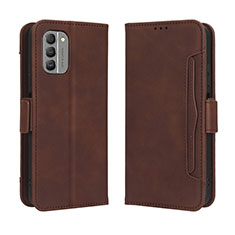 Custodia Portafoglio In Pelle Cover con Supporto BY3 per Nokia G400 5G Marrone