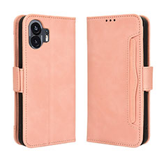 Custodia Portafoglio In Pelle Cover con Supporto BY3 per Nothing Phone 2 Rosa