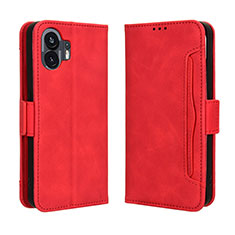 Custodia Portafoglio In Pelle Cover con Supporto BY3 per Nothing Phone 2 Rosso