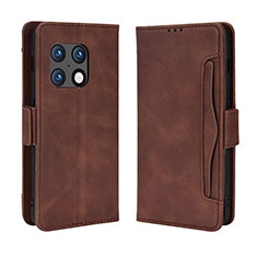 Custodia Portafoglio In Pelle Cover con Supporto BY3 per OnePlus 10 Pro 5G Marrone