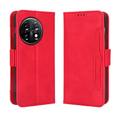 Custodia Portafoglio In Pelle Cover con Supporto BY3 per OnePlus 11 5G Rosso