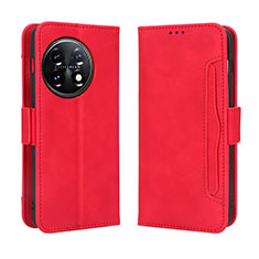 Custodia Portafoglio In Pelle Cover con Supporto BY3 per OnePlus 11R 5G Rosso