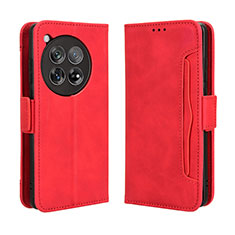 Custodia Portafoglio In Pelle Cover con Supporto BY3 per OnePlus 12 5G Rosso