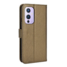 Custodia Portafoglio In Pelle Cover con Supporto BY3 per OnePlus 9 5G Marrone