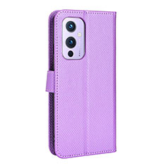 Custodia Portafoglio In Pelle Cover con Supporto BY3 per OnePlus 9 5G Viola