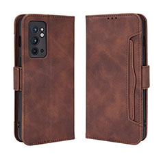 Custodia Portafoglio In Pelle Cover con Supporto BY3 per OnePlus 9RT 5G Marrone