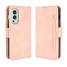 Custodia Portafoglio In Pelle Cover con Supporto BY3 per OnePlus Nord 2 5G Rosa