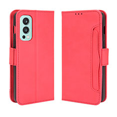 Custodia Portafoglio In Pelle Cover con Supporto BY3 per OnePlus Nord 2 5G Rosso