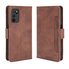 Custodia Portafoglio In Pelle Cover con Supporto BY3 per Oppo A16 Marrone