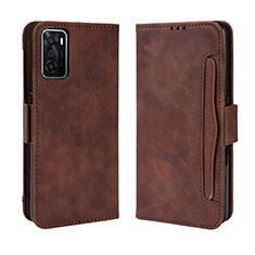 Custodia Portafoglio In Pelle Cover con Supporto BY3 per Oppo A55S 5G Marrone