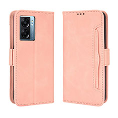 Custodia Portafoglio In Pelle Cover con Supporto BY3 per Oppo A77 5G Rosa