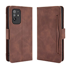 Custodia Portafoglio In Pelle Cover con Supporto BY3 per Oppo A94 5G Marrone