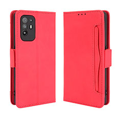 Custodia Portafoglio In Pelle Cover con Supporto BY3 per Oppo A95 5G Rosso