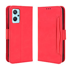 Custodia Portafoglio In Pelle Cover con Supporto BY3 per Oppo A96 4G Rosso