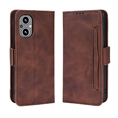 Custodia Portafoglio In Pelle Cover con Supporto BY3 per Oppo A96 5G Marrone