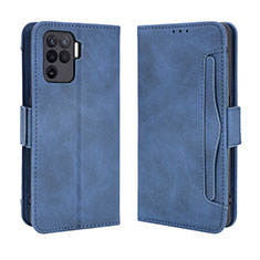 Custodia Portafoglio In Pelle Cover con Supporto BY3 per Oppo F19 Pro Blu