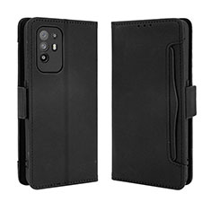 Custodia Portafoglio In Pelle Cover con Supporto BY3 per Oppo F19 Pro+ Plus 5G Nero