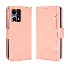 Custodia Portafoglio In Pelle Cover con Supporto BY3 per Oppo F21 Pro 4G Rosa