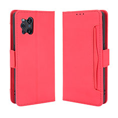 Custodia Portafoglio In Pelle Cover con Supporto BY3 per Oppo Find X3 5G Rosso